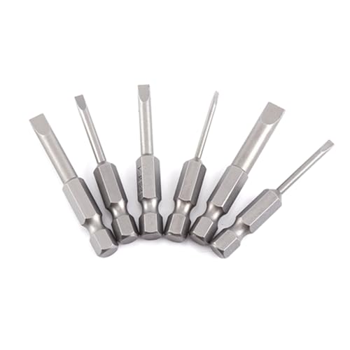 Hilitand 6 Stück Schlitz-Schraubendreher-Bits-Set, 2,0-6,0 Mm 0,25" Präzisions-Sechskant-Schaft-Magnet-Flachkopf-Antriebs-Bits-Kit für Bohrer von Hilitand