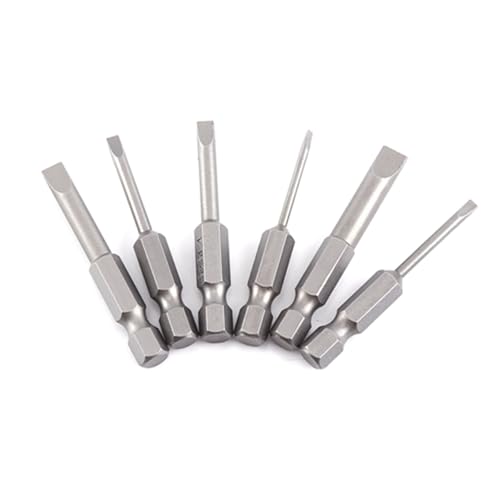 6 Stück Schlitz-Schraubendreher-Bits-Set, 2,0-6,0 Mm 0,25 "Präzisions-Sechskant-Schaft-Magnet-Flachkopf-Antriebs-Bits-Kit für Bohrer von Hilitand