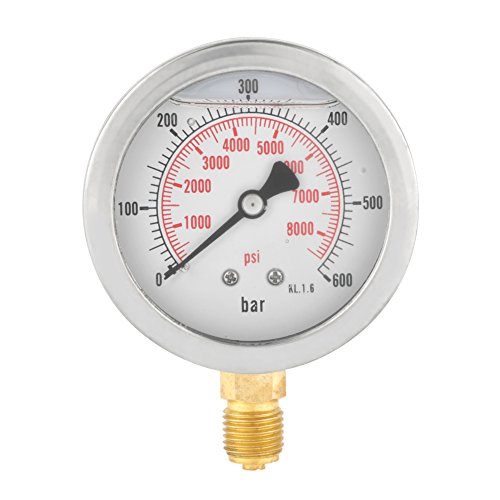 63mm Analog Gasdruckanzeige 0-600Bar 0-8500Psi für Wasser Luft Öl Dial Instrument Basis Eintrag G 1/4 " von Hilitand