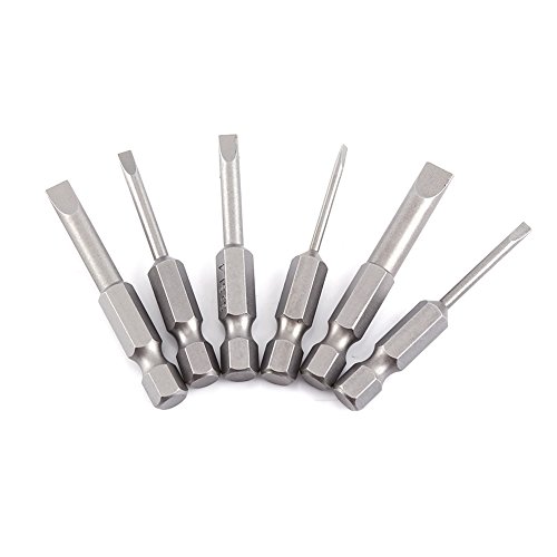 6pcs Flachkopf Schlitz Spitze Schraubendreher Bits Set S2 Legierung Magnetische 0,25 "Sechskantschaft Schlitz Schraubendreher Bits 50mm 2,0-6,0 mm von Hilitand