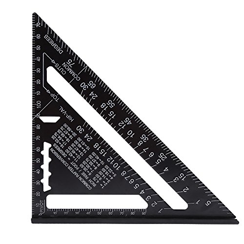 Zimmermannswinkel Winkelmesser 7"metrischer Aluminiumlegierungs-Oxidations-Dach-quadratischer Dreieck-Winkelmesser, schwarze Farbe(Schwarz) für präzisen Anreißen von Hilitand