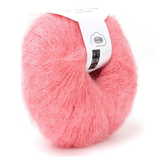 Beliebte weiche Mohair Strick Angora Wolle Garn für DIY Stricken (mit einer Häkelarbeit)(flesh pink),Strickwerkzeuge von Hilitand