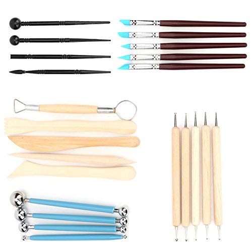 Clay Sculpting Tools Kit Sculpt Keramik Werkzeug Starter Set Holz Essential Modelliermasse Sculpting Tools Kits für professionelle Kunsthandwerk(23PCS) von Hilitand