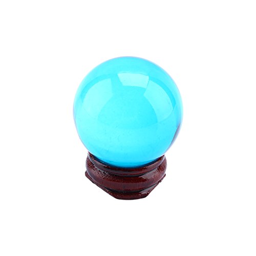 Clear Crystal Ball 40mm / 1.6"Asiatische seltene natürliche Quarz Clear Magic Crystal Ball Kugel mit Standfuß, blau von Hilitand
