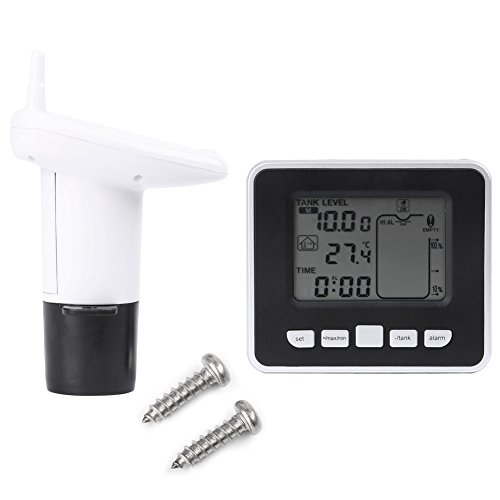 Füllstandsmesser Ultraschall-Füllstandsanzeige Thermometer Hygrometer mit Temperaturanzeige-Sensor-Wasserspiegel-Messgerät für Zisterne, Regenwassertanks von Hilitand