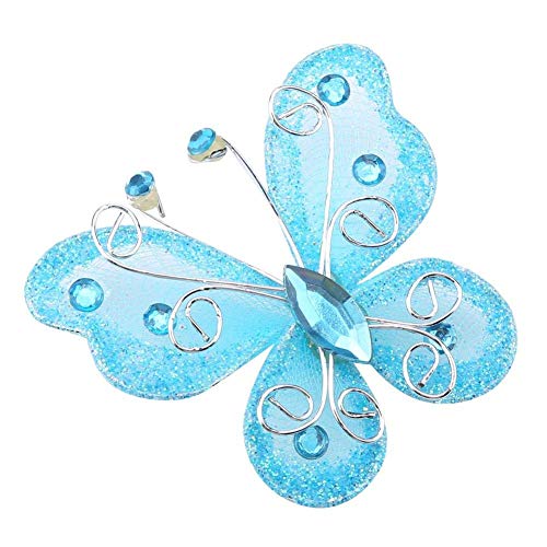Hilitand 24 stücke Weihnachten Schmetterling Ornamente Mesh Draht Glitter Schmetterling Hochzeit Kleidung Wand Baum Dekoration DIY Liefert(Blau) von Hilitand
