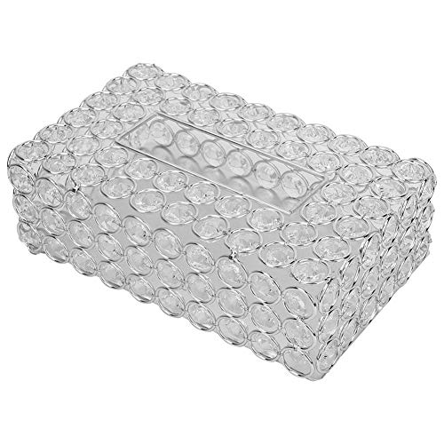 Hilitand Rechteckigen Kristall Tissue Box Cover Edelstahl Serviettenkoffer für Lagerung und Wohnkultur(Silver) von Hilitand