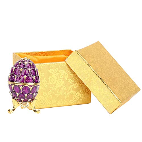 Hilitand Schmuck Veranstalter Diamante Trinket Box Vintage Faberge Stil Ei Sammler emaillierte Osterei Dekoration Handwerk Geschenk(Purple) von Hilitand