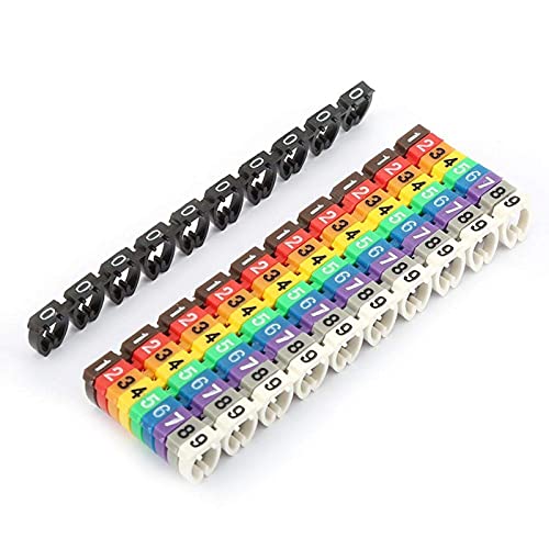 Kabelkennzeichnung 0-9 Nummer Digitaler Röhrendraht Kunststoff Drahtkabelmarkierung Clip Kabelmarkierungsrohr Bunt zum Kabel Nummerierung (100Pcs 6mm²) von Hilitand