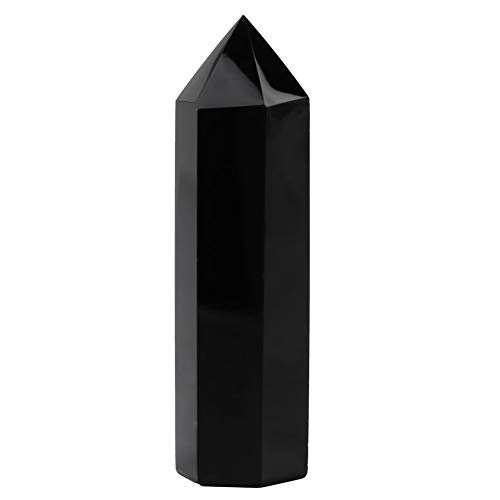Natürlicher schwarzer Fluorit-Kristallstab-Obsidian-Kristallstein-Punkt, der sechseckige Stab-Spalte heilt Natürlicher schwarzer Fluorit-Kristallstab-Obsidian-Kristallstein-Punkt, der sechseckige Stab-Spalte heilt von Hilitand