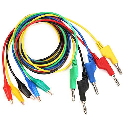 P1044 5 Stück 4 mm 1 m Testkabel Multimeter Set stapelbar Bananenstecker mit Clip Testkabel Silikon Flexkabel Testkabel für Multimeter von Hilitand