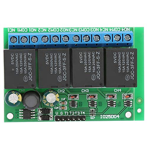 Relaismodul, 4-Kanal-Flip-Flop-DC 12V Bistabil Selbstsperrendes Relaismodul Niedrigpuls-Trigger-Relais 6-24VDC von Hilitand