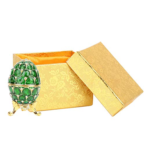 Hilitand Schmuck Veranstalter Diamante Trinket Box Vintage Faberge Stil Ei Sammler emaillierte Osterei Dekoration Handwerk Geschenk(Green) von Hilitand