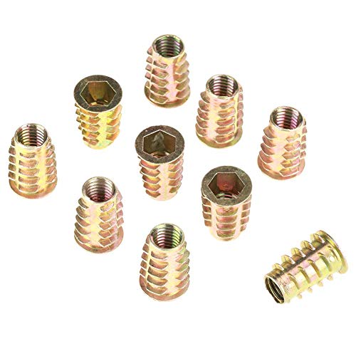 Selbstschneidender Gewindeeinsatz 10Pcs M10 * 25mm Sechskant-Antriebskopf-Zink-Legierung Selbstschneidende Gewindeeinsatz-Innensechskant-Schraube für Holz-Einsatz-Sortimentskit von Hilitand