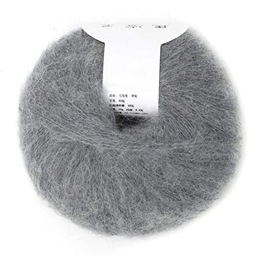 Strickgarn Beliebte weiche Mohair Strick Angora Wolle Garn für DIY Stricken (mit einer Häkelarbeit)(light grey) von Hilitand