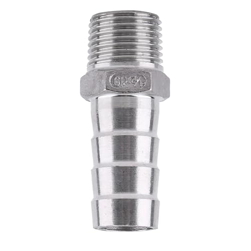 Verbindungsstück für Schlauch, Stacheldraht mit Gewinde, Adapter dfe, Schaft aus Edelstahl, SS304, 1/8 Zoll ~ 3/4 Zoll (1/2 x 19 mm) von Hilitand