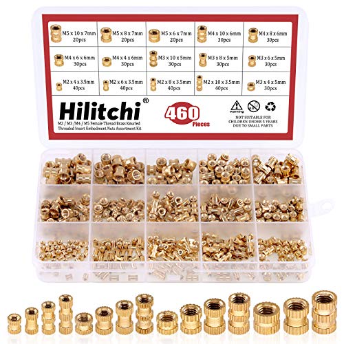 Hilitchi Gewindeeinsatz weiblich gerändelt Messing funktioniert als Einbettung Teile oder Presspassung in Löchern für 3D-Drucke und mehr Projekte 460pcs Sortiment Kit Hilitchi Gewindeeinsatz weiblich gerändelt Messing funktioniert als Einbettung Teile oder Presspassung in Löchern für 3D-Drucke und mehr Projekte 460pcs Sortiment Kit von Hilitchi