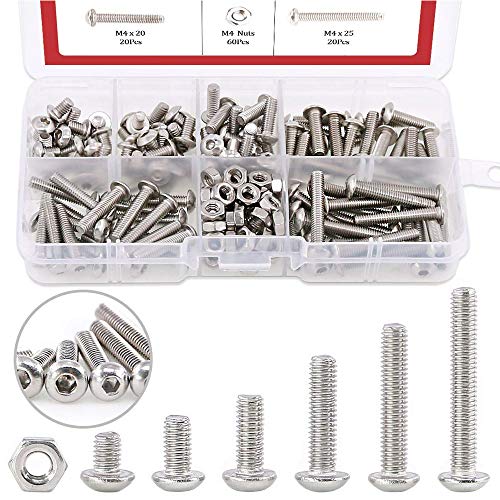 hilitchi 250 [M2] Edelstahl Innensechskant Button Head Cap Schrauben Schrauben Muttern Sortiment Kit von Hilitchi