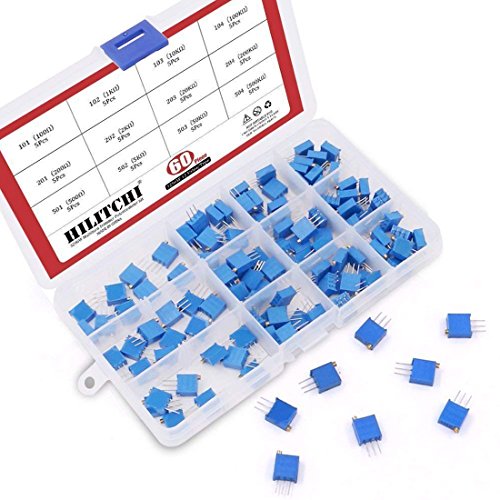 hilitchi 60-pcs 100 bis 500 K Ohm 3296 W Multiturn Trimmer Potentiometer Sortiment Kit – [12] von Hilitchi