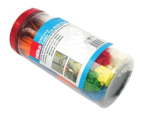 Hilka 79300650 Kabelbinder Multipack – Mehrfarbig (650 Stück) von Hilka
