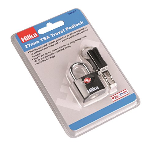 Hilka Tools 70400027 27 mm TSA Travel Vorhängeschloss K, schwarz & Silber von Hilka
