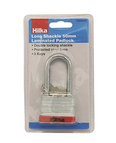 Hilka Tools 70606050 Bügel lang 50 mm laminiert Vorhängeschloss, Silber Hilka Tools 70606050 Bügel lang 50 mm laminiert Vorhängeschloss, Silber von Hilka