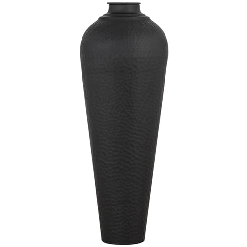 Hill Interiors Mittelgroße gehämmerte Vase mit Deckel, Metall, 31 x 31 x 80 cm, mattschwarzes Finish von Hill Interiors