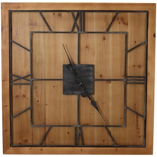 Hill Interiors Williston Wanduhr, quadratisch, Holz, gemischt, 60 x 5 x 3,64 cm von Hill Interiors