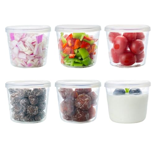 HillSpring Kleine Glasschalen mit Deckel, 6 Stück, Speisereste im Kühlschrank, klare Mahlzeiten-Vorbereitungsschalen zum Kochen und Backen, portionierte Dessertbecher, 200 ml von HillSpring