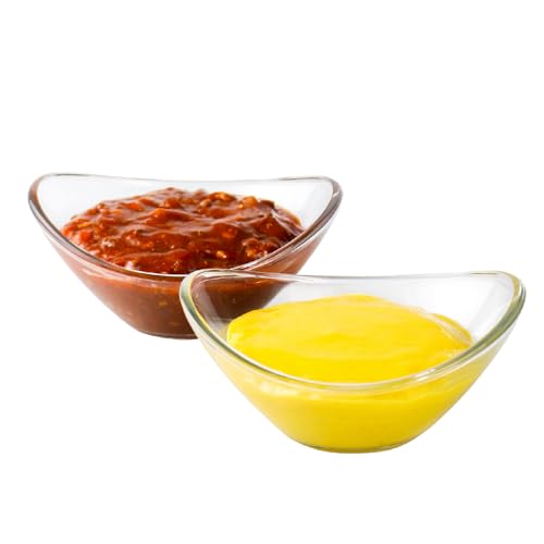 HillSpring Lare Glas-Pinch-Schalen 2er Set, 88,7 ml, moderne U-Förmige Mini-Schalen für Saucen, Dips und Gewürze von HillSpring