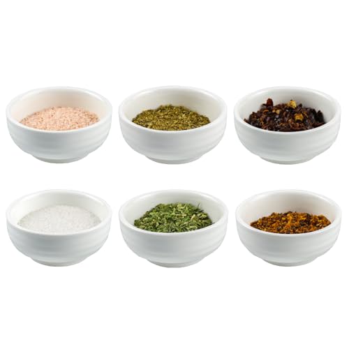 HillSpring Set mit 6 Porzellan-Schälchen – 68 ml Kleine Schälchen für Saucen, Dips, Charcuterie, Snacks und Gewürze, Weiß von HillSpring