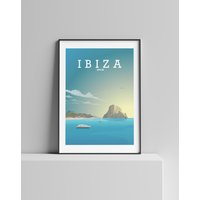Ibiza Reise Poster, Retro Print, Beach Von Hillview Prints von HillViewPrints