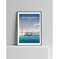 San Francisco Kunstdruck, Fisherman Es Wharf Poster, Golden Gate Bridge Art von HillViewPrints