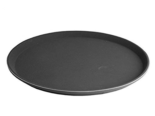 Hillfield® Gastro Tablett - Ø 35,5 cm rund, schwarz - antirutsch Kellnertablett - Serviertablett - Gastrotablett - Gläsertablett von Hillfield