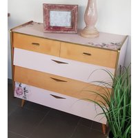 Rosa + Rosen Schuhschrank Midecentury - Makeover Mit Kreidefarbe Decoupage von HillisUpcycling