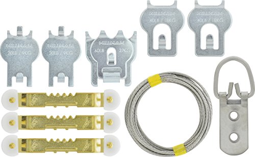 HIGH & MIGHTY 515312 Tool Free Picture Hanging Kit, 13 Pieces, up to 60LB Limit, Silver von Hillman