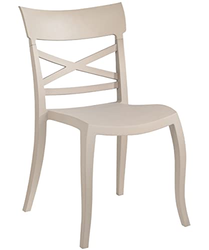 Hilltop Indoor Stuhl, Outdoor Stuhl, Esszimmerstuhl, Design-Stuhl, Terrassenstuhl, Gartenstuhl, Landhausstuhl, stapelbar, Stuhlfarbe:Beige von Hilltop