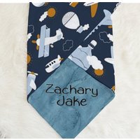 Personalisierte Baby-Junge Minky Decke-Navy, Hellblau, Flugzeug Neugeborene Baby-Dusche-Geschenk, Hubschrauber Neue Baby-Geschenk von HilltopBabyandMore