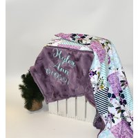 Personalisierte Decke, Florale Babydecke - Meerjungfrau Baby Geschenk, Lila Babydecke, Mädchen Geschenk-Monogramm Boho Geschenk von HilltopBabyandMore