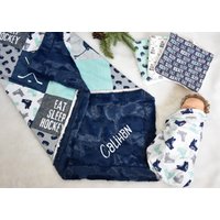 Personalisierte Eishockey Baby Decke - Junge Minky Personalisierte Hockey, Spucktuch, Strick Swaddle, Hockey Team, Liebhaber Geschenk von HilltopBabyandMore