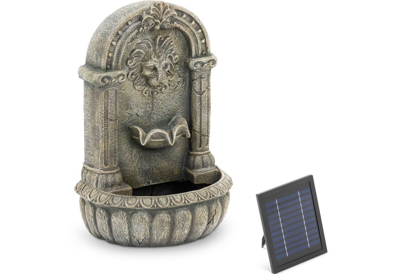 Hillvert Gartenbrunnen Solarbrunnen Zierbrunnen Löwenkopf LED von Hillvert