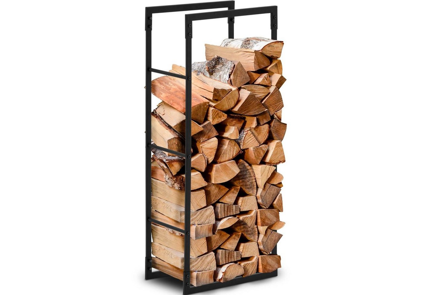 Hillvert Kaminholzregal Brennholzregal Holzständer 25kg Stahl schwarz, BxTxH:25x40x100 cm von Hillvert