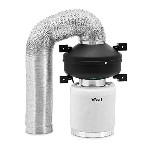 hillvert HT-AF-26 Abluftset Aktivkohlefilter/Rohrventilator/Abluftschlauch Ø 125 mm Auslass Abluft-Komplettset Lüfter-Set Luftfilter-Set von Hillvert
