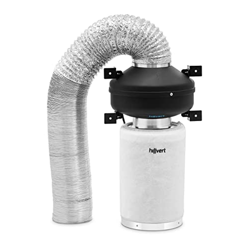 hillvert HT-AF-536 Abluftset Aktivkohlefilter/Rohrventilator/Abluftschlauch Ø 130 mm Auslass Abluft-Komplettset Lüfter-Set Luftfilter-Set von Hillvert