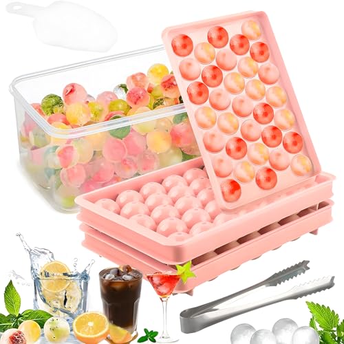 2 Stück Runde Eiswürfelform mit Deckel 2.5 cm x 66 stiick, Hillylolly Mini Eiswürfelform Bälle, Eiswürfelform Rund Klein, mit 1 Behälter, Löffel und Zange, für Kugelform Cocktail Tee und Kaffee (Rot) 2 Stück Runde Eiswürfelform mit Deckel 2.5 cm x 66 stiick, Hillylolly Mini Eiswürfelform Bälle, Eiswürfelform Rund Klein, mit 1 Behälter, Löffel und Zange, für Kugelform Cocktail Tee und Kaffee (Rot) von Hillylolly
