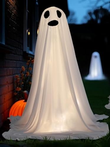 Hillylolly Halloween Geist Dekoration mit LED-Beleuchtung, 150 cm Stehendes Gespenst, Weiß, für Outdoor Garten Veranda Hillylolly Halloween Geist Dekoration mit LED-Beleuchtung, 150 cm Stehendes Gespenst, Weiß, für Outdoor Garten Veranda von Hillylolly