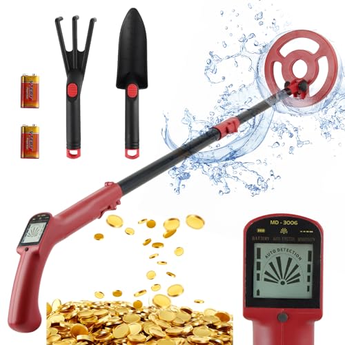 Metalldetektor Kinder, Hillylolly Metalldetektor für Kinder mit LCD-Display, Verstellbarer Metalldetektor Set für Erwachsene, Metalldetektor Wasserdicht mit Schaufel Rechen von Hillylolly