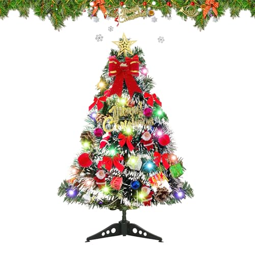 Hillylolly Mini Weihnachtsbaum, 60cm kleine Weihnachtsbäume, Weihnachtsbaum klein Geschmückt, Geschmückter Weihnachtsbaum, Künstlicher Weihnachtsbaum mit Beleuchtung, Tisch Weihnachtsbaum-C von Hillylolly
