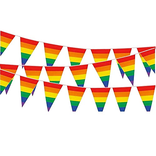 Regenbogen Flaggen Banner Hillylolly small Rainbow Flag, Gay Pride Flagge, Wetterfest wimpelkette Regenbogen Flag Outdoor für Garten, Drinnen und Draußen, Pride Month Parade Party Dekoration 8 Meter von Hillylolly