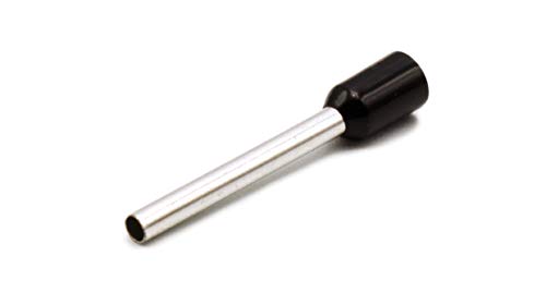 Hilpress Aderendhülsen 1,5 L schwarz, Stiftkabelschuh, Pin, Kupfer, Bronze, PVC, 1,5 mm², 18 mm, 100 Stück von Hilpress